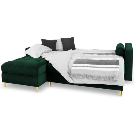 Corner sofa with sleeping function Santo velour fabric Milo Casa