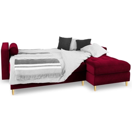 Corner sofa with sleeping function Santo velour fabric Milo Casa