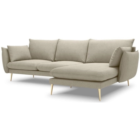 Strona narożnika - Prawa, kolor - odcienie beżu, Milo Casa struktura - Beżowy Pos08, Kolorystyka nóżek Milo Casa - Złote