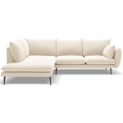 Corner side: Left Kolor tapicerki: shades of beige Colours of the Milo Casa feet: Black Aksamite: Light Beige Blu22 