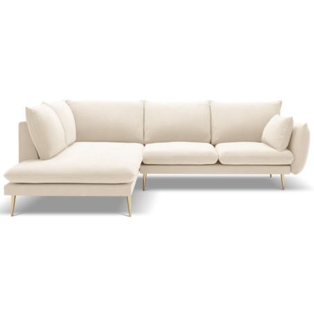 Strona narożnika - Lewa, kolor - odcienie beżu, Kolorystyka nóżek Milo Casa - Złote, Milo Casa kolorystyka Aksamit - Jasny Beżowy Blu22