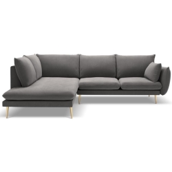 Corner side: Left Kolor tapicerki: shades of grey Colours of the Milo Casa feet: Gold Aksamite: Light Grey Blu13 