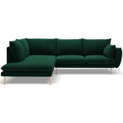 Corner side: Left Kolor tapicerki: shades of green Colours of the Milo Casa feet: Gold Aksamite: Bottle Green Blu78 