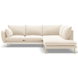 Corner side: Rights Kolor tapicerki: shades of beige Colours of the Milo Casa feet: Gold Aksamite: Light Beige Blu22 