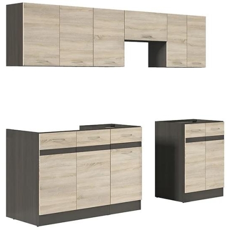 Junona Line kitchen furniture set wenge/ sonoma oak Black Red White