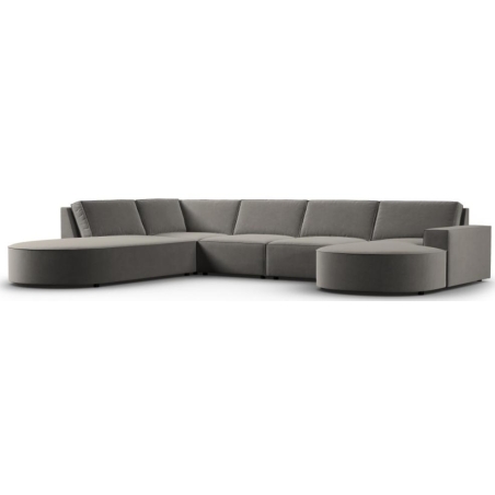 Carlo 368/262 panoramic 5-seater rounded sofa in Milo Casa velvet fabric