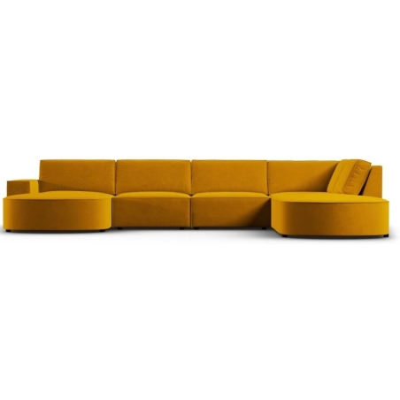 Carlo 368/262 panoramic 5-seater rounded sofa in Milo Casa velvet fabric