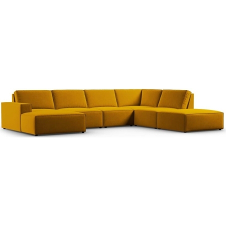 Carlo 7-seater panoramic sofa in velvet fabric by Milo Casa