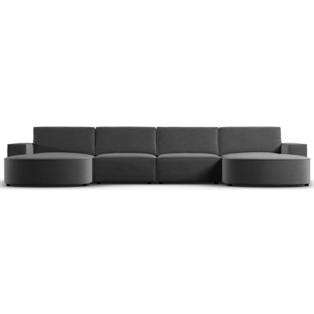 Sofa panoramiczna 5 os. Carlo 372/166 zaokrąglona w aksamitnej tkaninie Milo Casa