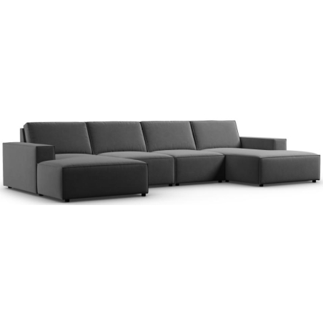Panoramic corner sofa 5 seater. Carlo 372/166 in velvet fabric Milo Casa