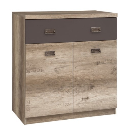 Malcolm 2D1S chest of drawers Black Red White
