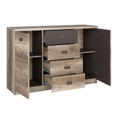 Malcolm 2D4S chest of drawers Black Red White