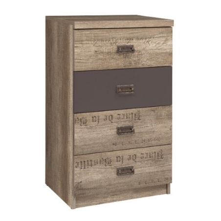 Malcolm 4S chest of drawers Black Red White