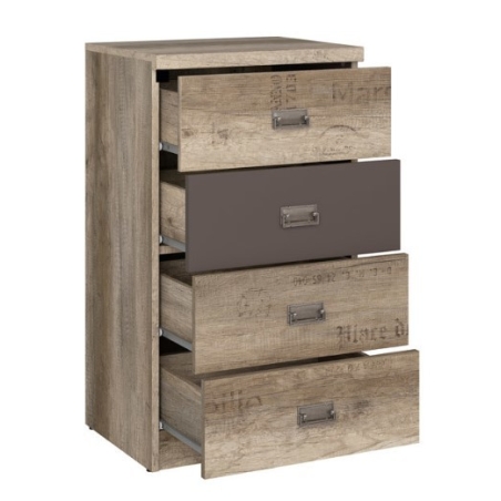 Malcolm 4S chest of drawers Black Red White