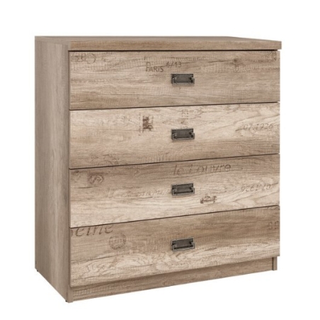 Malcolm 4S chest of drawers Black Red White
