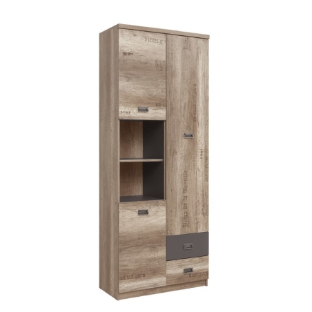 Malcolm bookcase 80cm x 205.5cm x 40cm Black Red White