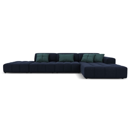 Sofa narożna Luc welur Christian Lacroix prawostronny ciemny niebieski