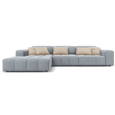 Sofa narożna 4-osobowa Luc welur Christian Lacroix lewostronna jasny niebieski