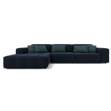 Sofa narożna 4-osobowa Luc welur Christian Lacroix lewostronna ciemny niebieski