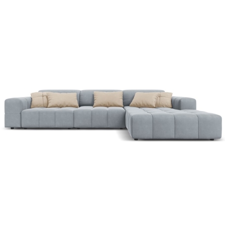 Sofa narożna 4-osobowa Luc welur Christian Lacroix prawostronna jasny niebieski