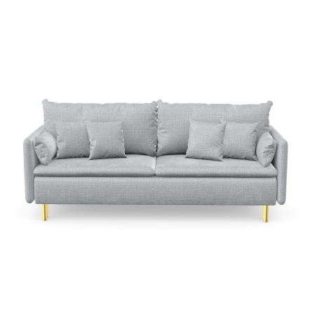 Sofa Asti Gold Puszman na złotych nóżkach, tkanina szara
