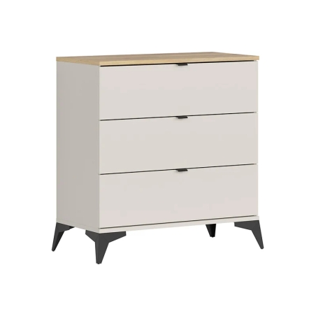 Glamour 85 cm chest of drawers with 3 drawers cashmere/oak mauvella Black Red White