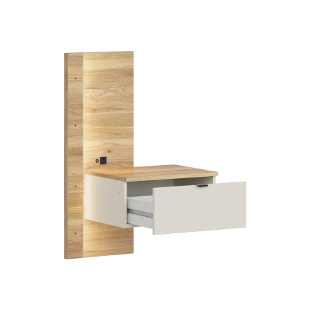 Glamour 50 nightstand right with cashmere/oak mauvella drawer USB LED Black Red White