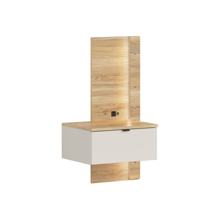 Glamour 50 nightstand left with cashmere/oak mauvella drawer USB LED Black Red White