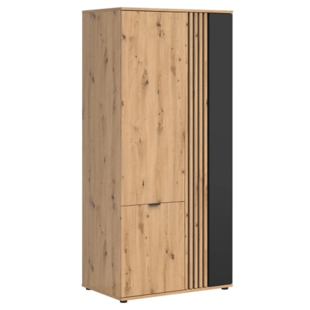Three-door wardrobe Vabres 90 cm oak artisan laths Black Red White
