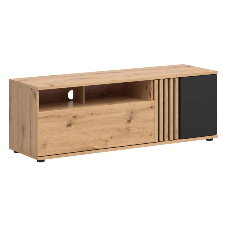 RTV cabinet Vabres 135 cm with doors and drawer oak artisan lamella Black Red White