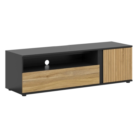 Luen 155 cm RTV cabinet with doors and drawer oak tegola/oak mauvella Black Red White