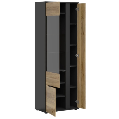 Witryna Luen 70 cm z 3 drzwiami dąb tegola/dąb mauvella Black Red White