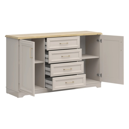 Anga 154 cm chest of drawers with 2 doors and 4 drawers kashmir/oak mauvellar Black Red White