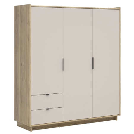 Three-door wardrobe Dalva 180 cm with 2 drawers oak mauvella/kashmir Black Red White
