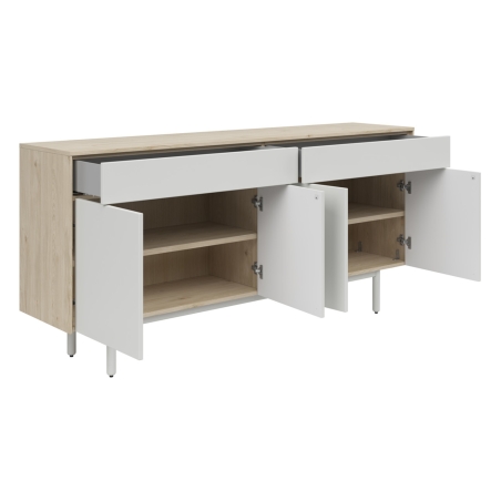 Ema 180 cm chest of drawers with 4 doors and 2 drawers jackson hickory/light grey Black Red White