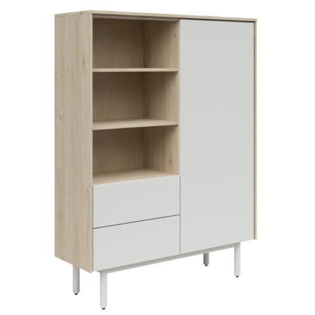 Bookcase Ema 105 cm with doors 2 drawers and shelves jackson hickory walnut/light grey Black Red White