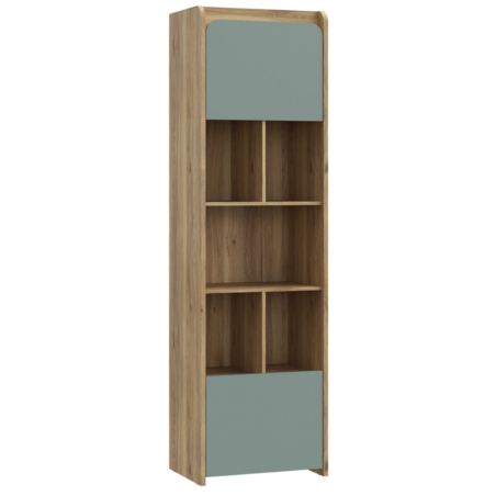 Hoa 59 cm bookcase with 2 doors oak mauvella/sage Black Red White