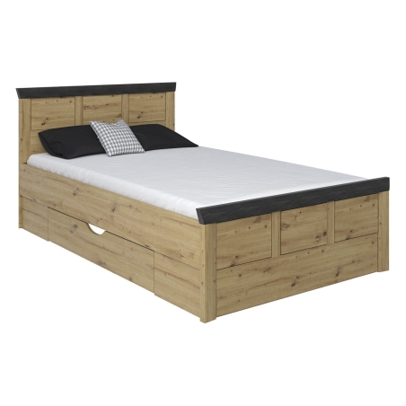 Benton A bed 120x200 cm with drawer oak artisan Black Red White