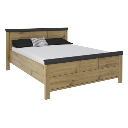 Benton bed 140x200 cm oak artisan Black Red White