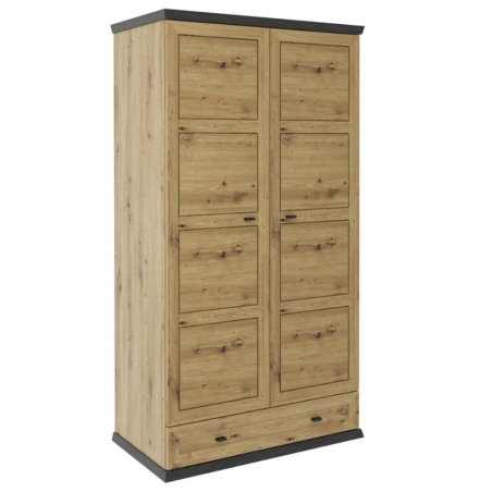 Two-door wardrobe Benton 104 cm with drawer oak artisan Black Red White