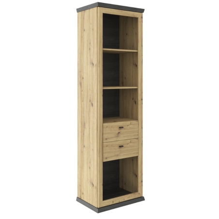 Shelving unit Benton 60 cm with 2 drawers oak artisan Black Red White