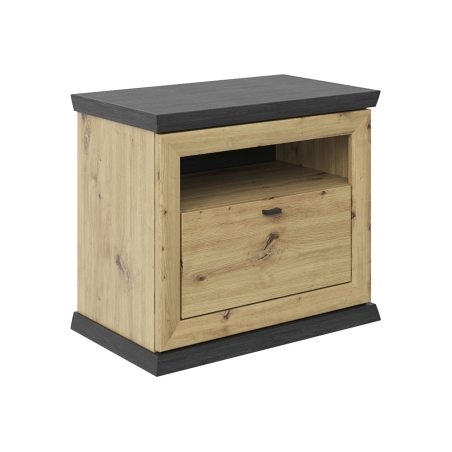 Benton 63 cm bedside cabinet with drawer and shelf oak artisan Black Red White
