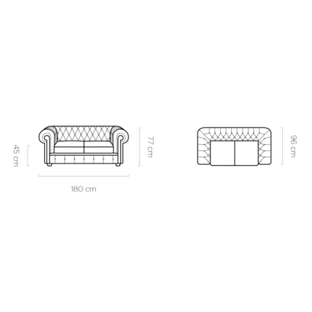 Sofa Chesterfield 2 skóra naturalna Wersal