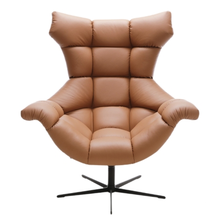 Sensi natural leather swivel armchair Versailles