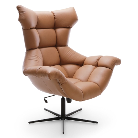 Sensi natural leather swivel armchair Versailles