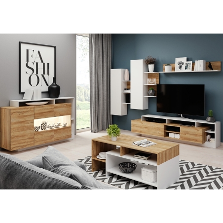 Laski Meble Alva White/Oak Wall Unit