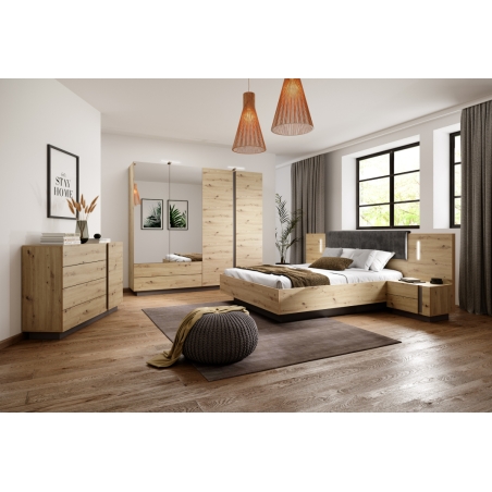 Laski Meble Arco 138 D4S Chest of Drawers Oak/Graphite