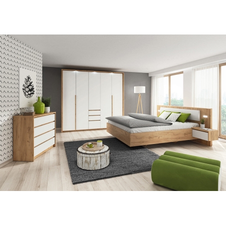 Laski Meble Xelo Bed with Bedside Tables and LED Lighting