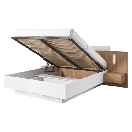 Laski Meble Bed with Bedside Tables and 3D Lighting