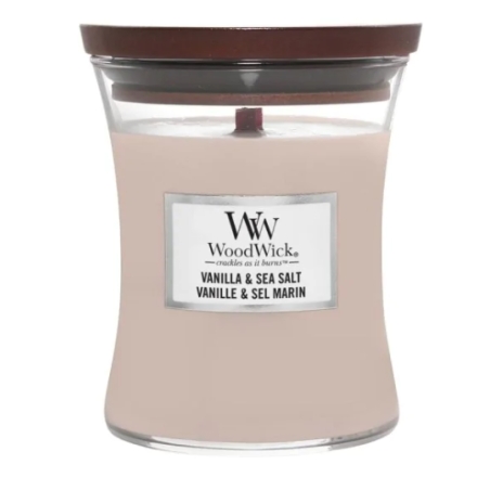 Medium WoodWick Vanilla & Sea Salt Candle 275 g